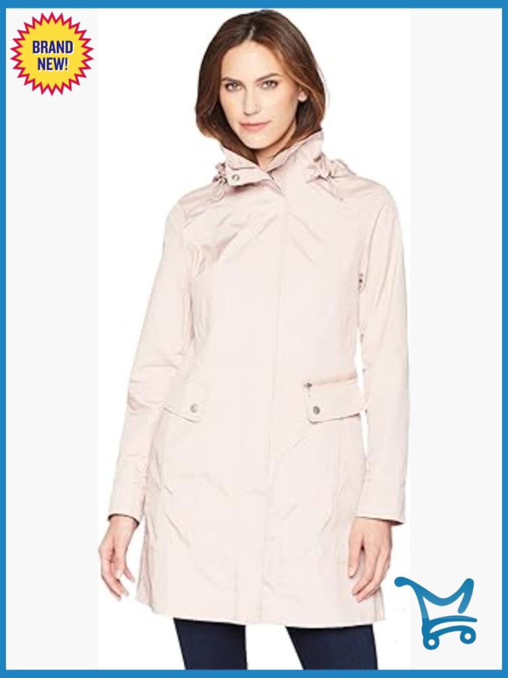 Packable Hooded Rain Jacket with Removable Hood - Water Resistant